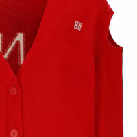 Sizing (W) Givenchy 女士紅色V領扣式長袖Logo毛衣 BW90L04ZBJ-616