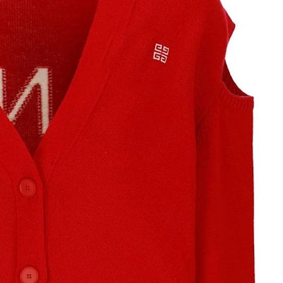 (W) Givenchy Sweater Merah V-Neck Logo Kancing Lengan Panjang Wanita. BW90L04ZBJ-616 Sizing (W) Givenchy Sweater Merah V-Neck Logo Kancing Lengan Panjang Wanita. BW90L04ZBJ-616