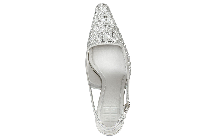 (W) Givenchy Satin Open Heel Studded Rhinestone High Heels 'Silver 8.4cm' 圖 3