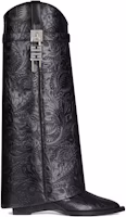 Order (Women) Givenchy Shark Lock 'Black Leather Knee-High Boots' BE702YE1U9-001