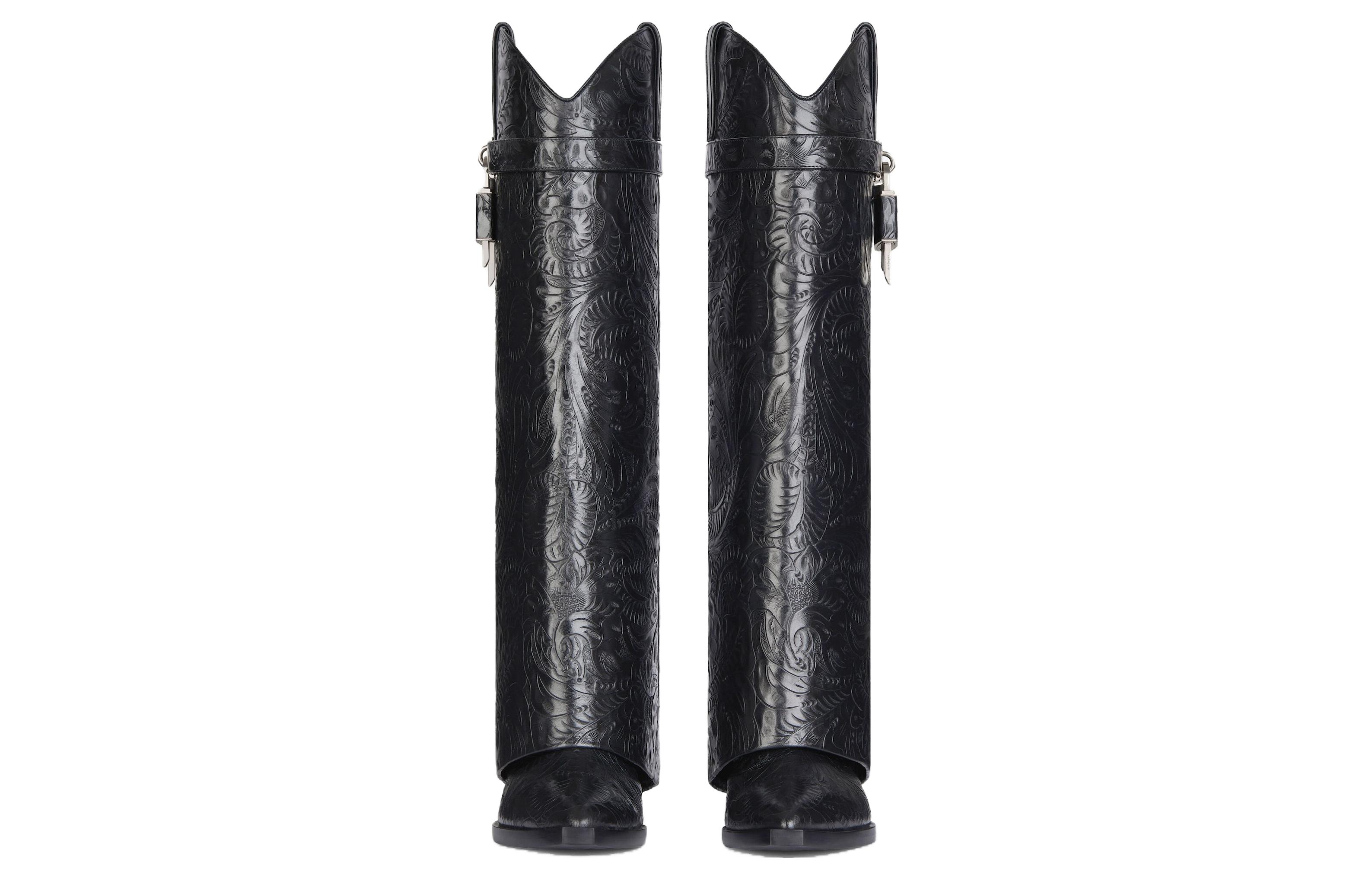 Lookbook (W) Givenchy Shark Lock ''Schwarze Leder-Kniehohe Stiefel'' BE702YE1U9-001