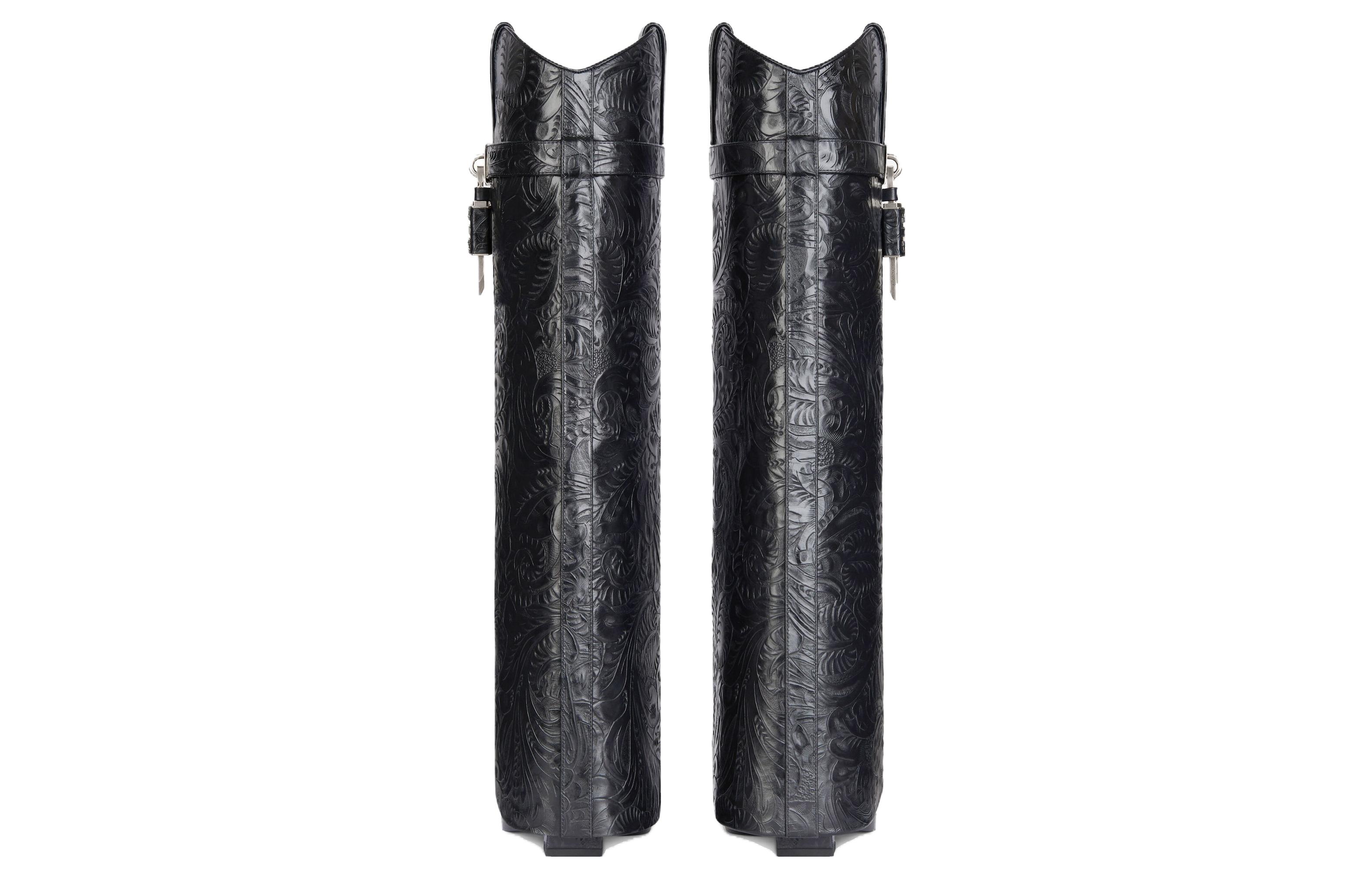 Shop (W) Givenchy Shark Lock ''Schwarze Leder-Kniehohe Stiefel'' BE702YE1U9-001