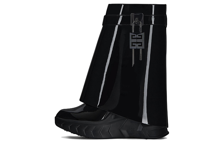 (Women) Givenchy Shark Lock Biker Ankle Boot 'Black Patent Leather' BE603SE1FT-001