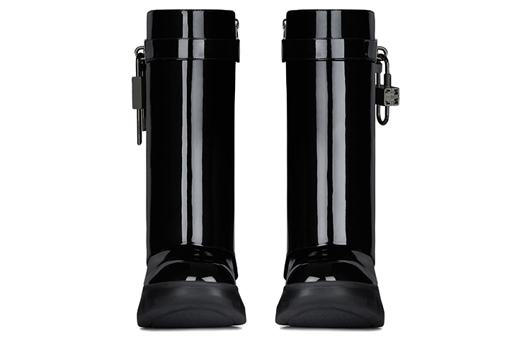 Lookbook (W) 纪梵希鲨鱼锁扣骑士靴 '黑色漆皮' BE603SE1FT-001