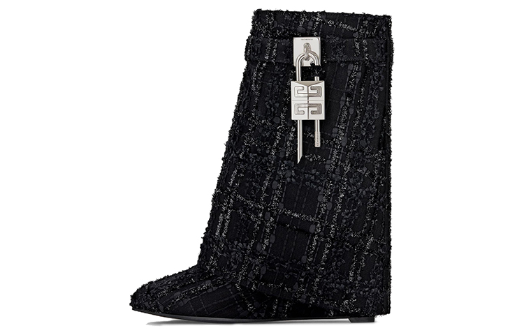 (W) Givenchy Shark Lock Black 'Lurex Tweed Bootie'