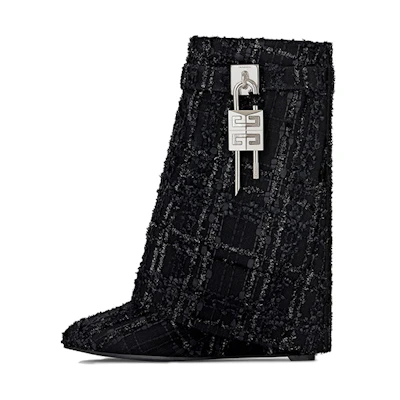 (W) Givenchy Shark Lock Black 'Lurex Tweed Bootie'