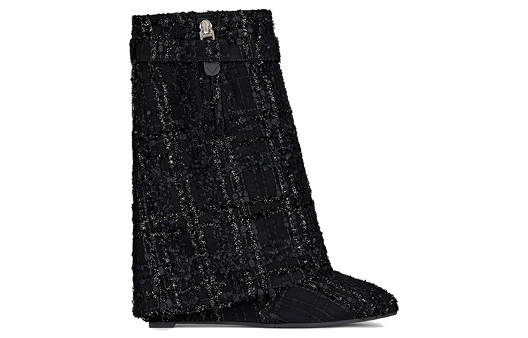 (W) Givenchy Shark Lock Black 'Lurex Tweed Bootie' 圖 2