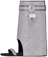(Women) Givenchy Shark Lock Booties 'Silver' 'Satin Diamond Open-Toe' BE307TE1SR-040 (Women) Givenchy Shark Lock Booties 'Silver' 'Satin Diamond Open-Toe' BE307TE1SR-040