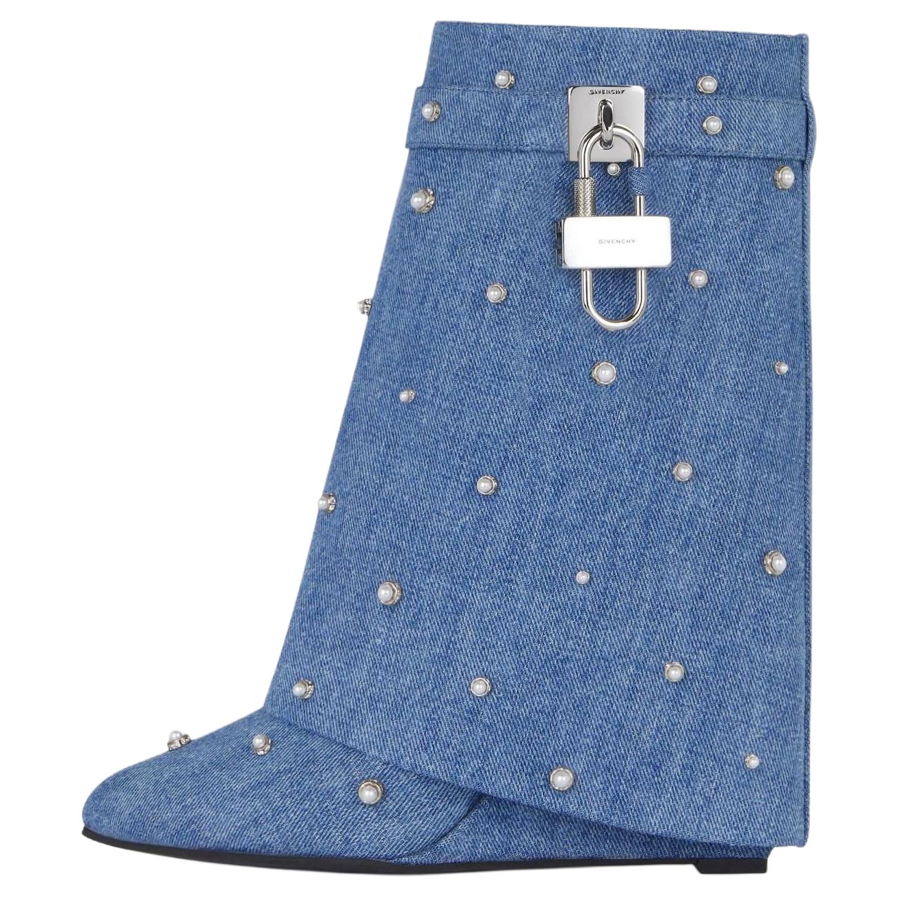 (W) Givenchy Shark Lock Boots 'Blue 9cm'