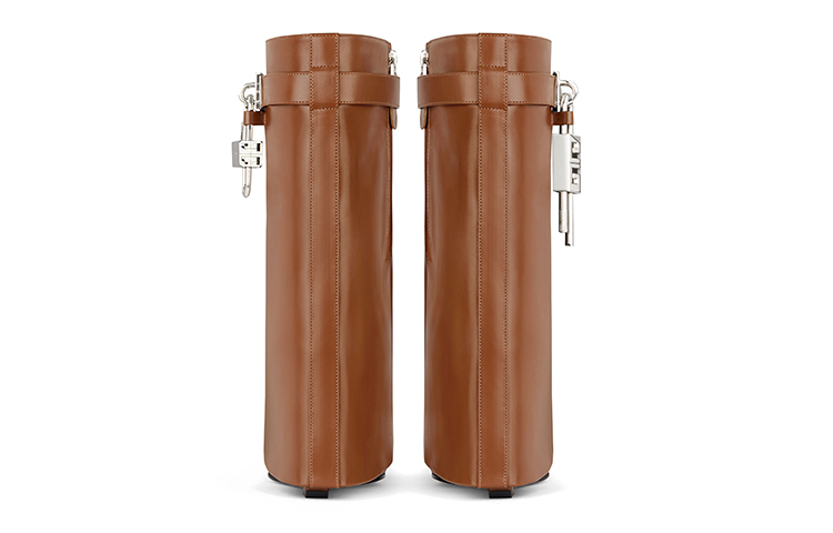 Shop (W) 纪梵希棕色皮革鲨鱼锁靴 BE603KE180-204