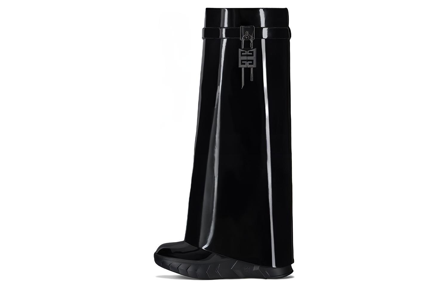 (Women) Givenchy Shark Lock Leather High-Top Boots 'Black Patent' BE7022E1FT-001
