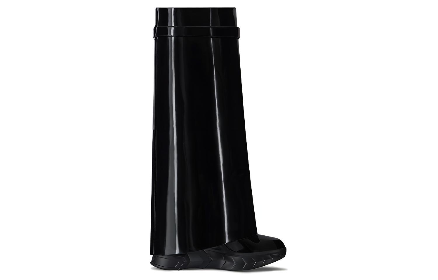 Order (W) Givenchy Shark Lock Leren Hoge Laarzen ''Zwart Lakleer'' BE7022E1FT-001
