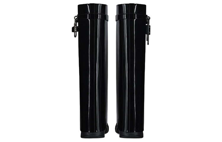 Shop (W) Givenchy Shark Lock Leren Hoge Laarzen ''Zwart Lakleer'' BE7022E1FT-001