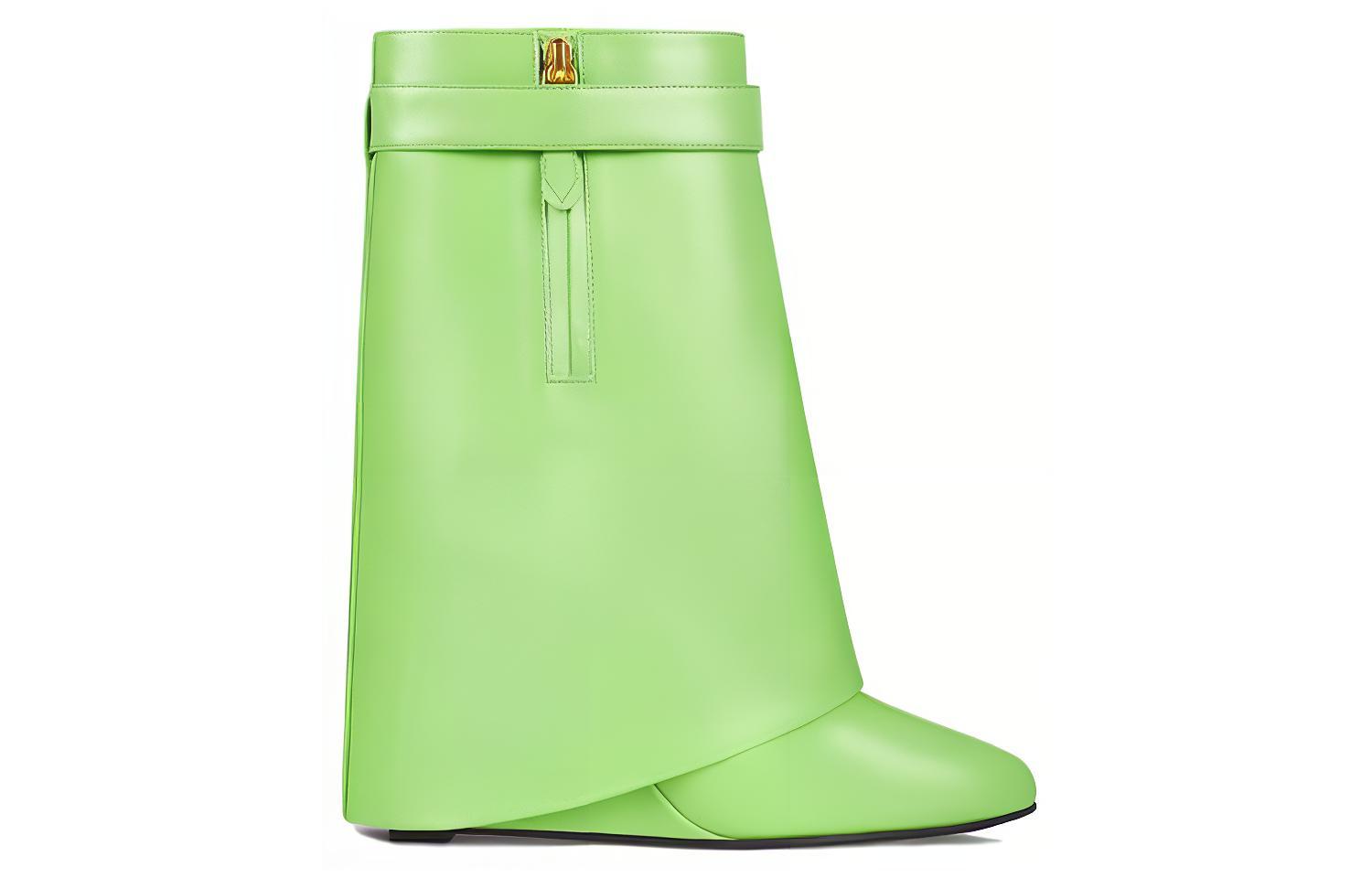 (W) Givenchy Shark Lock Leather Zippered Booties 'Green' 圖 2