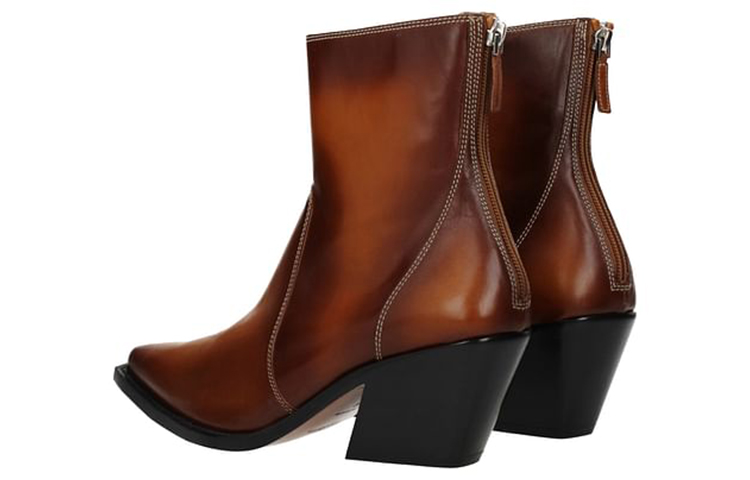 Lookbook 紀梵希 皮革復古短筒粗跟短靴 女款 棕色