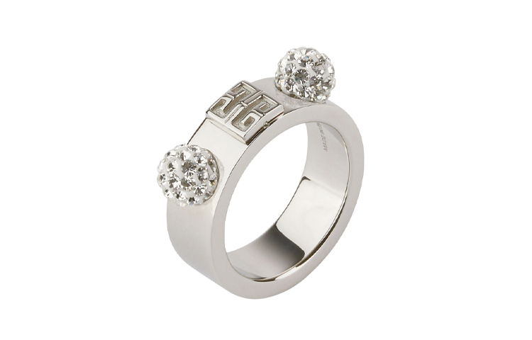 (Women) GIVENCHY Silver Crystal Brass Signature Ring for Women. BF30JHF05M