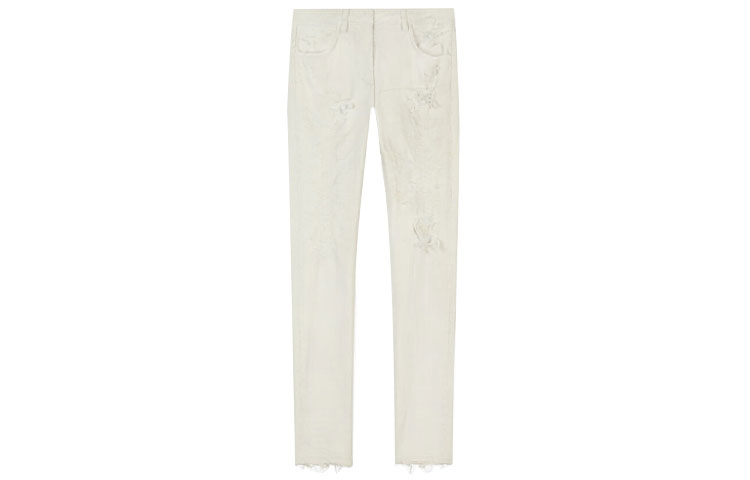 (Women) Givenchy Slim-Fit Distressed White Jeans BW50QH50N0-100
