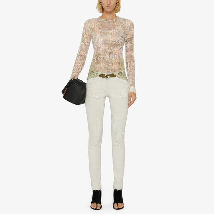 Lookbook (W) Givenchy Slim-Fit Jeans Putih Distressed BW50QH50N0-100