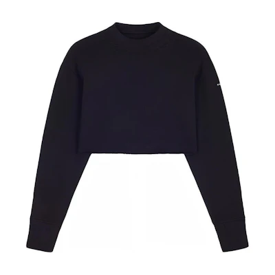 (Women) Givenchy SS21 Black Embossed Velvet Chain Short Sweatshirt. BWJ0203Z4Z-001