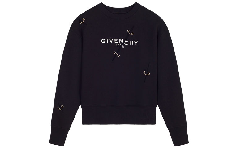 Order (W) GIVENCHY SS21 黑色長袖金屬環領口衛衣 BWJ0213Z5H-001