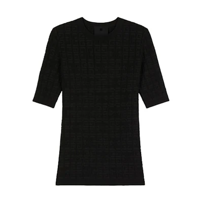 (Women) GIVENCHY SS21 Black Solid Color Logo Knit Short Sleeve Top. BW90D24ZA4-001