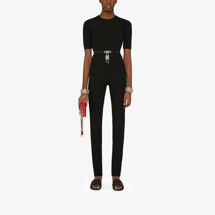 (Women) GIVENCHY SS21 Black Solid Color Logo Knit Short Sleeve Top. BW90D24ZA4-001 圖 3