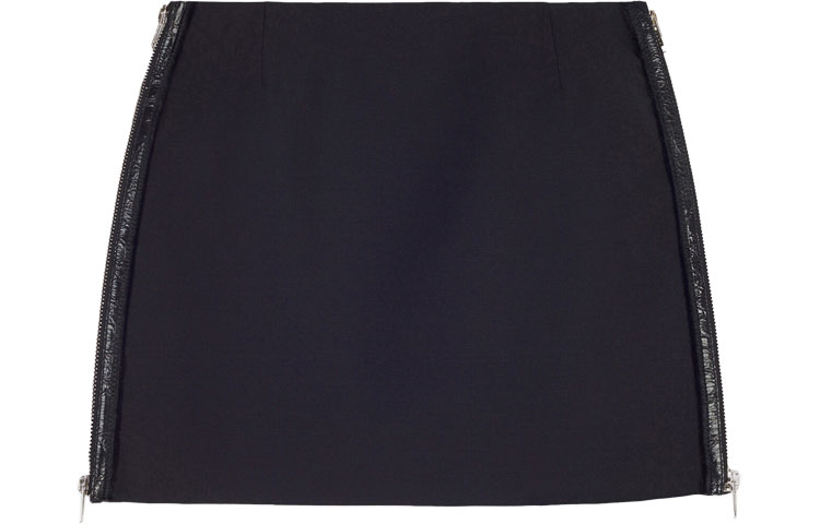 (Women) Givenchy SS21 Wool Zip Mini A-Line Skirt Black BW40H113QB-001