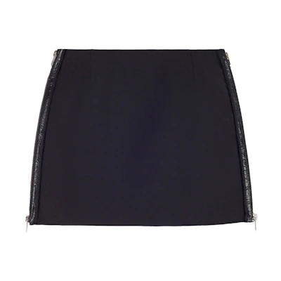 (Women) Givenchy SS21 Wool Zip Mini A-Line Skirt Black BW40H113QB-001