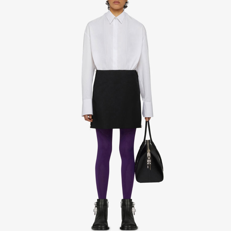 Lookbook (W) ジバンシィ SS21 ウール ジップ ミニ Aライン スカート ブラック BW40H113QB-001