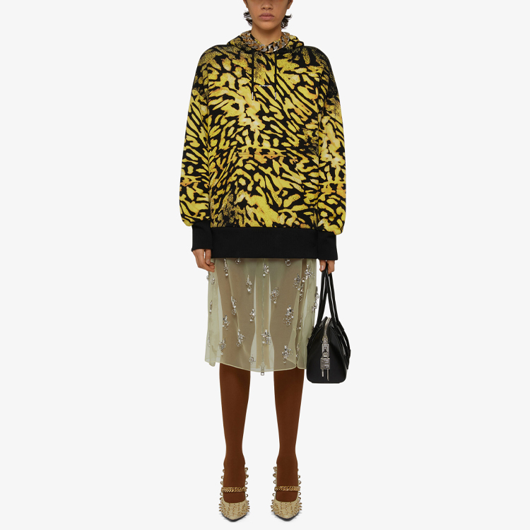 Lookbook (W) 지방시 SS21 여성용 옐로우 패턴 루즈핏 후디. BWJ01Z3Z52-003