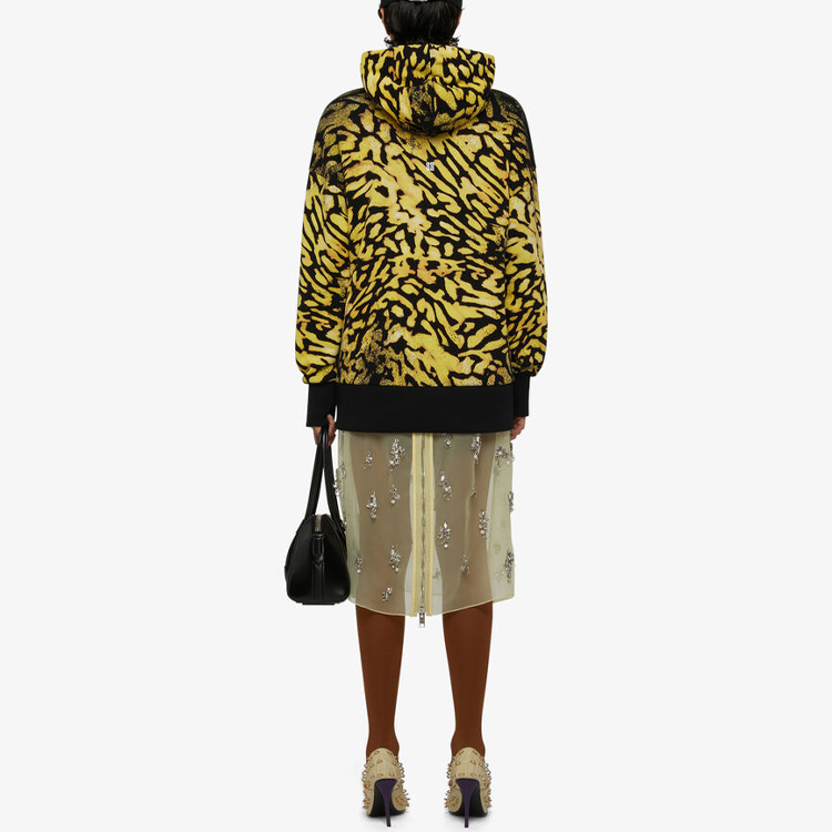Shop (W) 지방시 SS21 여성용 옐로우 패턴 루즈핏 후디. BWJ01Z3Z52-003