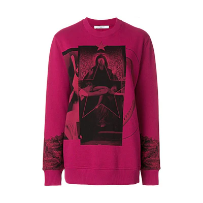 (Women) Givenchy SS22 Colorblock Graphic Print Crewneck Sweatshirt Purple. BW700E3-038