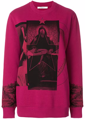 (W) 지방시 SS22 컬러블록 그래픽 프린트 크루넥 스웨트셔츠 퍼플. BW700E3-038 Order (W) 지방시 SS22 컬러블록 그래픽 프린트 크루넥 스웨트셔츠 퍼플. BW700E3-038