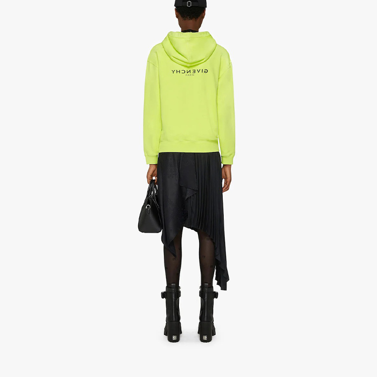 (Women) Givenchy SS22  Fluorescent Yellow Soft Velvet Hoodie with Logo Print. BWJ01C3Z7K-734 圖 4