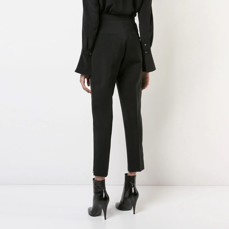 Shop (W) 지방시 SS22 하이웨이스트 사이드지퍼 스트레이트 팬츠 블랙 BW507B10EA