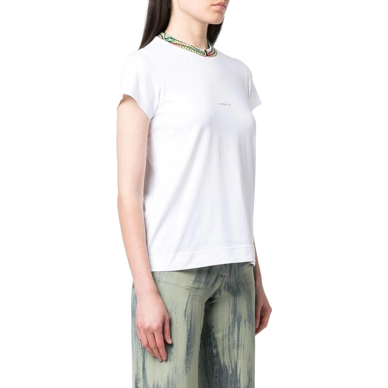 (Women) Givenchy SS22  White Cotton T-Shirt with Embroidered Logo Details. BW707Y3Z93-100 圖 5