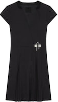 (Women) GIVENCHY SS22 Black V-Neck Ruched Mini Dress with U-Shaped Lock for Women. BW21DK1497-001 (Women) GIVENCHY SS22 Black V-Neck Ruched Mini Dress with U-Shaped Lock for Women. BW21DK1497-001