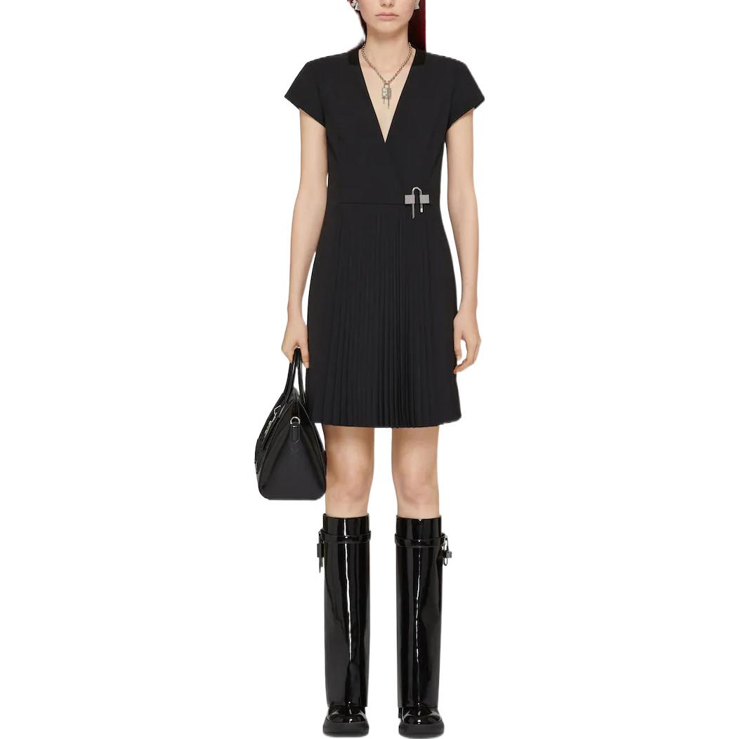 Lookbook (W) ジバンシィ SS22 ブラック Vネック ミニドレス U型ロック付き レディース用 BW21DK1497-001