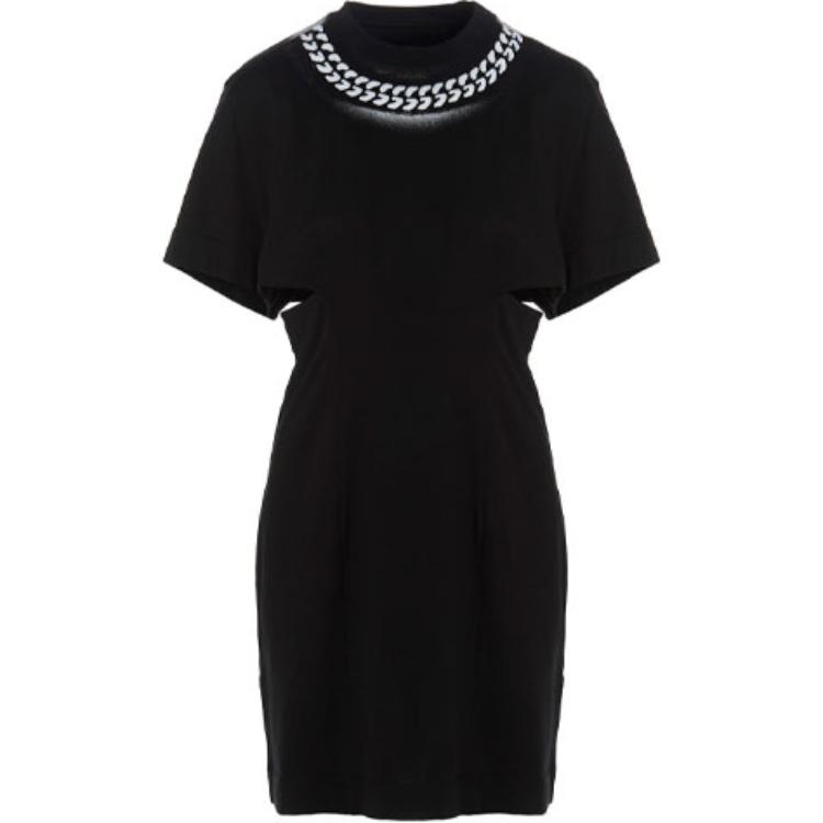 (Women) GIVENCHY SS22 Chain Accent Crewneck Short Sleeve Dress Women’s Black BW21853Z7Y-001