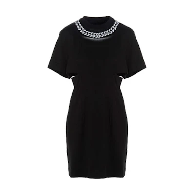 (Women) GIVENCHY SS22 Chain Accent Crewneck Short Sleeve Dress Women’s Black BW21853Z7Y-001