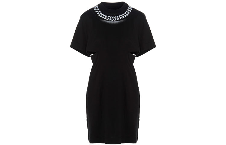 Order (W) 纪梵希 SS22 链条装饰短袖连衣裙 女士 黑色 BW21853Z7Y-001