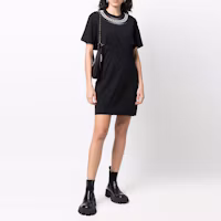 Shop (W) GIVENCHY SS22 鏈條點綴短袖連身裙 女款 黑色 BW21853Z7Y-001