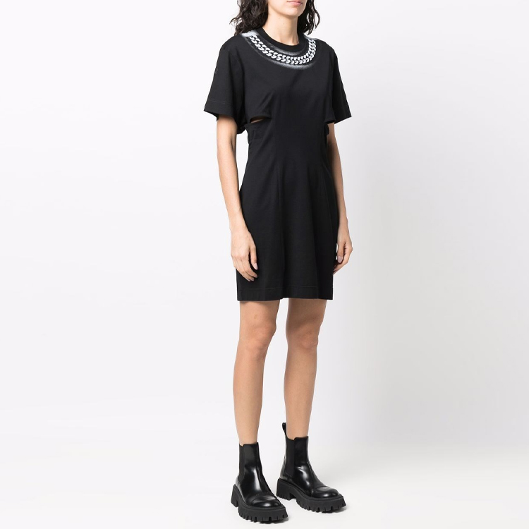 Details for (W) 纪梵希 SS22 链条装饰短袖连衣裙 女士 黑色 BW21853Z7Y-001