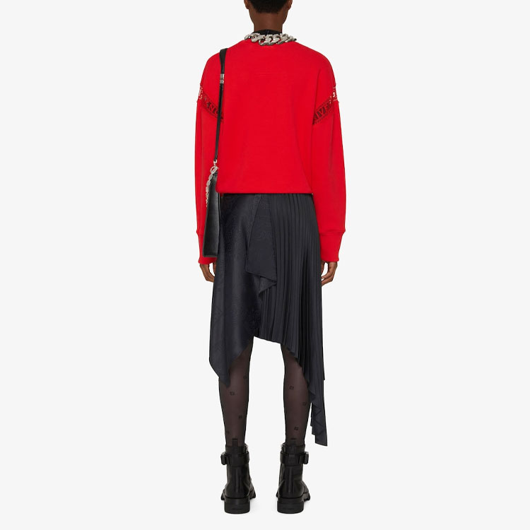 (Women) Givenchy SS22 Red Lace Trim Long-Sleeve Crewneck Sweatshirt . BWJ02Q3Z7Z-600 圖 4