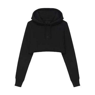 (Women) Givenchy SS23 Black Cropped Pullover Hoodie. BWJ04230S3-001