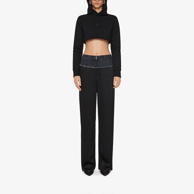 Lookbook (W) Sudadera con Capucha Negra Recortada Givenchy SS23. BWJ04230S3-001