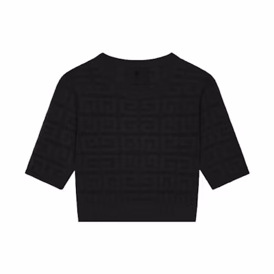 (Women) Givenchy SS23 Black Logo Knit Cropped Short Sleeve Sweater. BW90LB4ZAQ-001