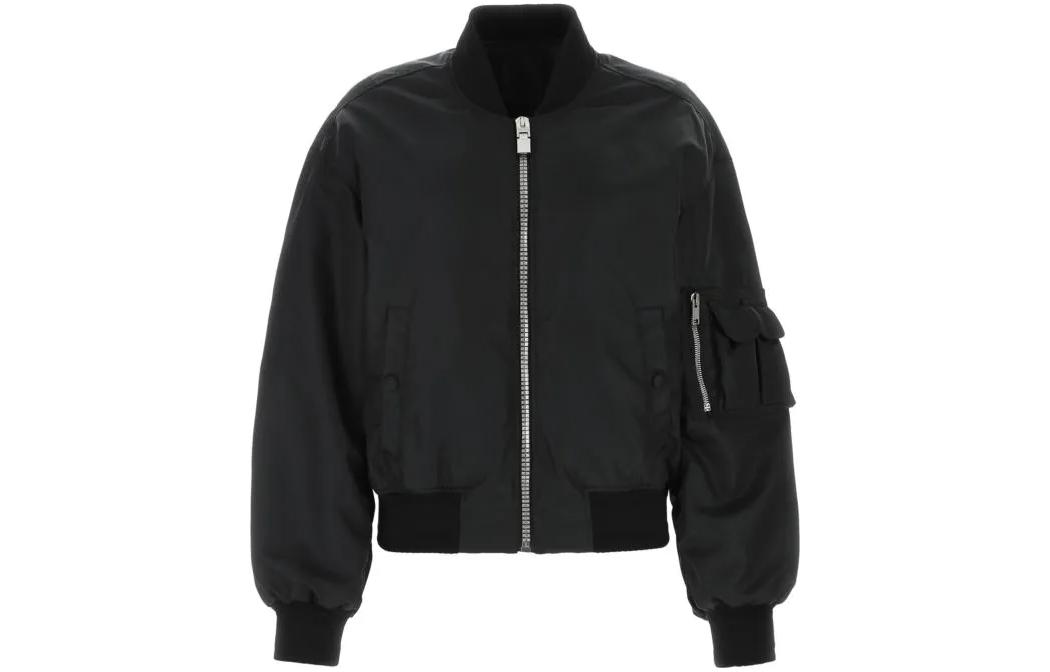 (Women) Givenchy SS23  Black Solid Color Zip-Up Baseball Collar Jacket BW00HG1YCL-001