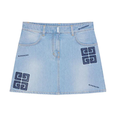 (Women) GIVENCHY SS23 Blue Casual Skirt with Embroidered Logo. BW40KR5Y5V-452