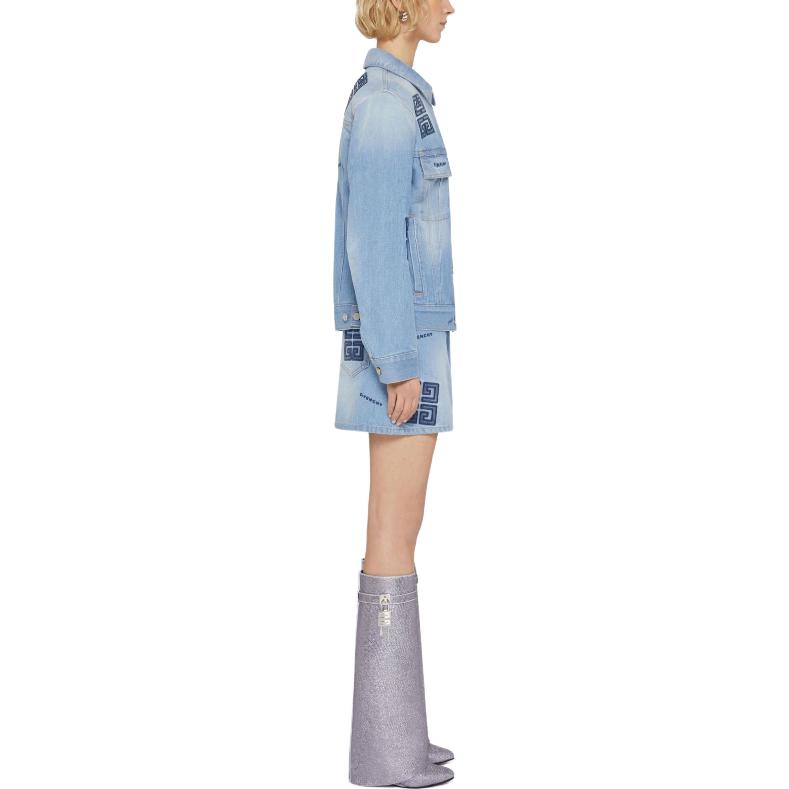 Details for (W) ジバンシィ SS23 ブルー カジュアルスカート 刺繍ロゴ入り. BW40KR5Y5V-452